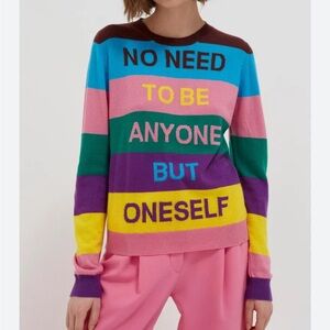 Chinti & Parker 100% Cashmere No Need To Be Anyone But Oneself Sweater SZ S EUC